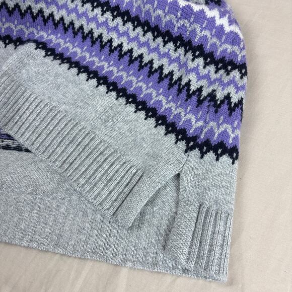 Talbots Size Small Zig Zag Fair Isle Sweater - Purple Grey Black Side Split Hem - Picture 6 of 12
